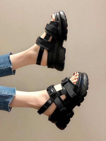 

sandals summer women's fashion thick-soled all-match roman shoes trend rvmf, Black