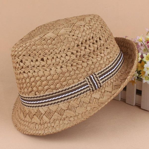 

stingy brim hats parent-child summer straw hat foldable travel fashion braided raffia holiday beach sunproof jazz cap wide crochet, Blue;gray