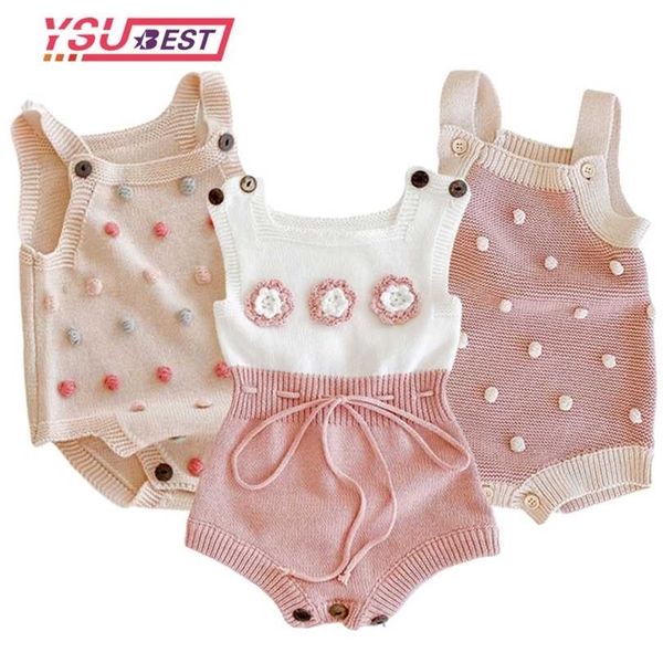 Pagliaccetti lavorati a maglia per bambini Palle Fiori Tuta senza maniche nata Ragazzi Ragazze Pagliaccetto Abiti Abiti Tuta invernale 211101