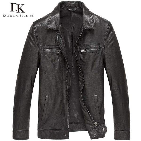 

men genuine leather jacket tanned black/slim/simple casual/sheepskin coat 15s1421 men's & faux
