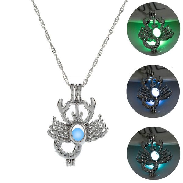 

night glow scorpion innovative necklace with hollow openable pendant, Silver