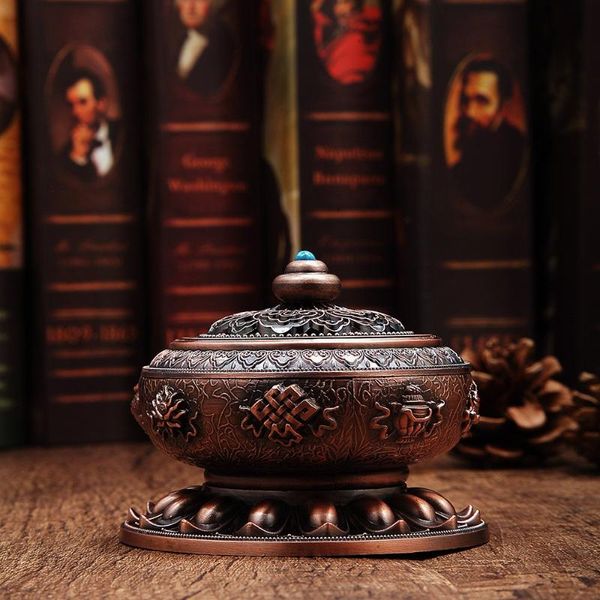 

fragrance lamps yuryfvna incense holder burner tibet lotus copper alloy chinese stick cone coil buddhist meditation decoration