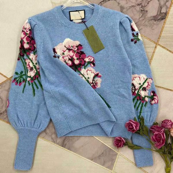 Tasarımcı Kadın Sweaters Kadın Kazak Üstleri Tasarımcı Sonbahar ve Kış Kazak Üst düzey Moda Mektubu Jacquard Kabarcık Kol Üst Tasarım Giysileri 59yh