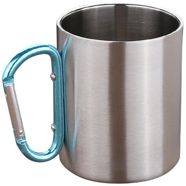 

water bottle 350ml isolating travel mug double wall stainless steel outdoor children cup carabiner hook handle heat resistance