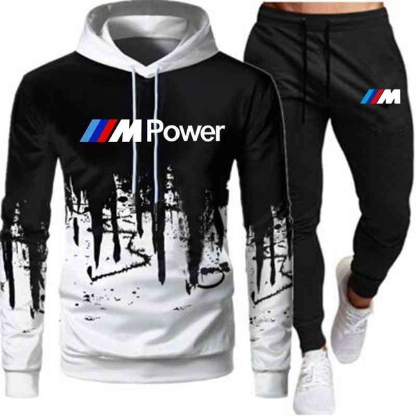 

2021 men's sportswear bmw  sweatshirt + jumper hooded casual suit size, Gray