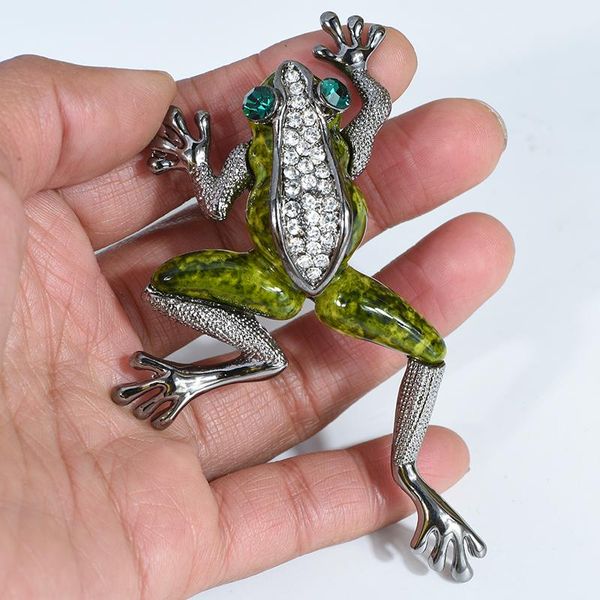 

pins, brooches vintage large exquisite animal women's frog pin brooch pendant rhinestone crystal party jewelry, Gray
