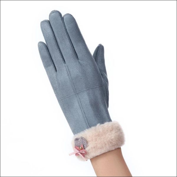 

fingerless gloves selling 2021 women winter imitate fur suede warm mittens lady elegant heat lovely color fashion girl luvas 082, Blue;gray