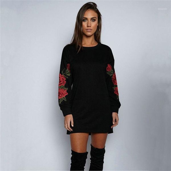 

women's t-shirt hirigin women sweatshirt dress fashion autumn long sleeve embroidery casual, White