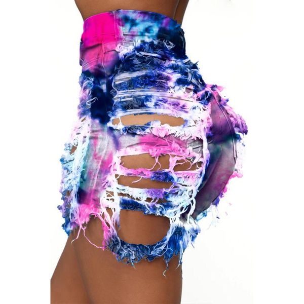 

women's shorts women hole denim high waist print wholesale drop, White;black