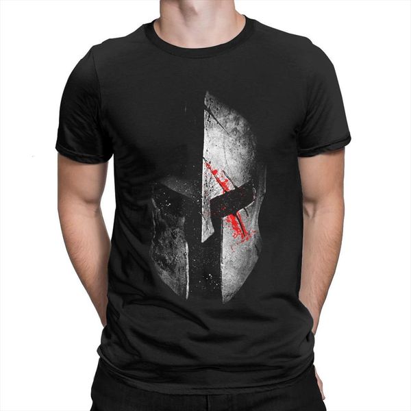 

vintage sparta helmet short sleeve mens cool molon labe men tee male harajuku 3xl spartan trojan laurels, White;black