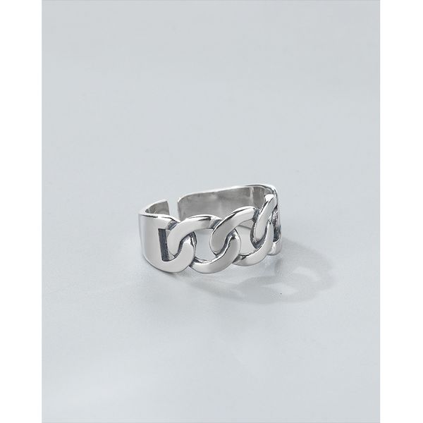 

korean s925 sterling thick fashion personality make old thai silver chain ring