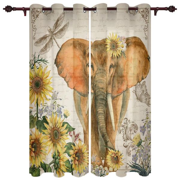 

curtain & drapes elephant sunflower dragonfly butterfly vintage window curtains for living room bedroom home decor kitchen
