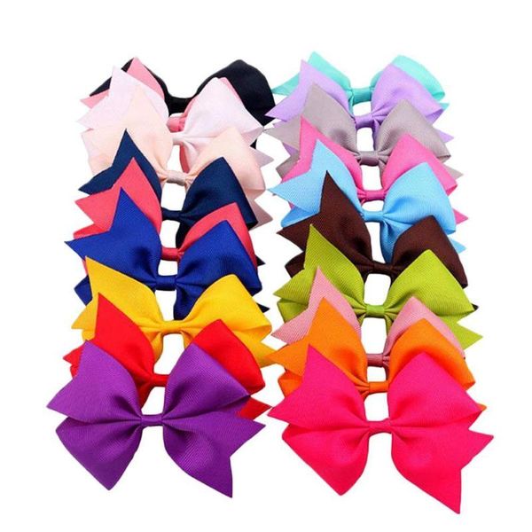 

hair accessories 20pcs/lot grosgrain ribbon bow hairpin girl's bows boutique solid clip handmade bowknot for kids, Slivery;white