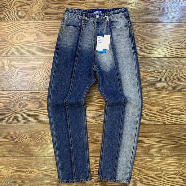 

men's pants women's clothing ader error distressed stitching jeans washed adererror fashion casual trousers, Black