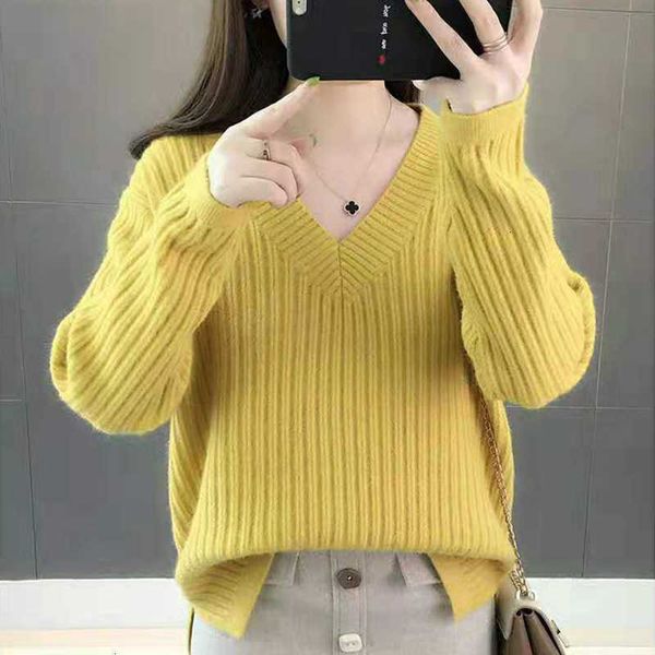 

women's sweaters autumn spring basic for women knitted oversized solid jumpers female deep v neck long sleeve casual pullovers izfw, White;black
