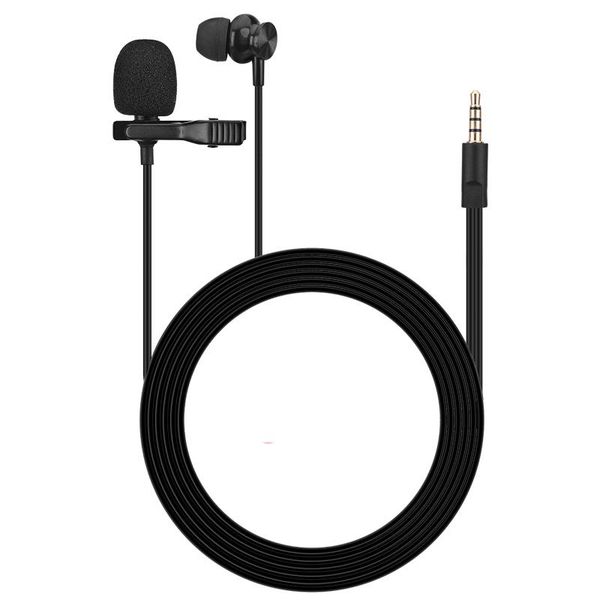 

microphones mini clip-on lapel lavalier microphone with headphone 3.5mm output jack for android smartphone dslr camera computer pc