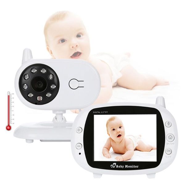 

video baby monitor 3.5" screen radio nanny music intercom security camera night vision temperature monitors