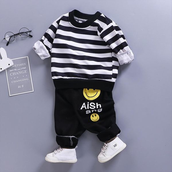 

boys childrens stripped clothing kids sweater pants cotton girls toddler set, White