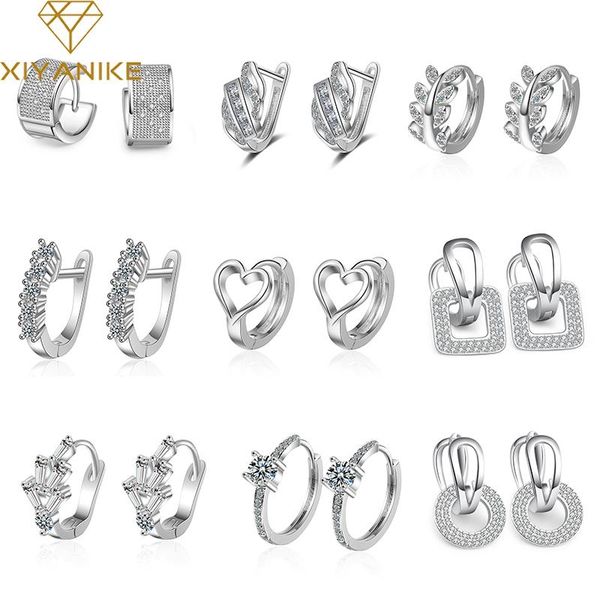 

hoop & huggie goldria 925 sterling silver variety irregular zircon earrings female simple fashion jewelry prevent allergy, Golden;silver