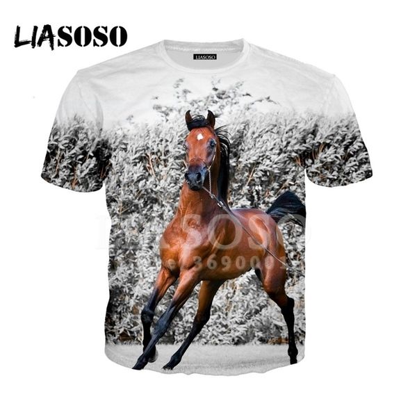 

liasoso 3d print women men robust horses snow anime horse animals tshirt summer t-shirt hip hop pullover short sleeve x0894 210409, White;black