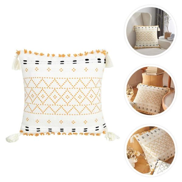 

pillow case decorative square cushion tassel cotton cover for sofa