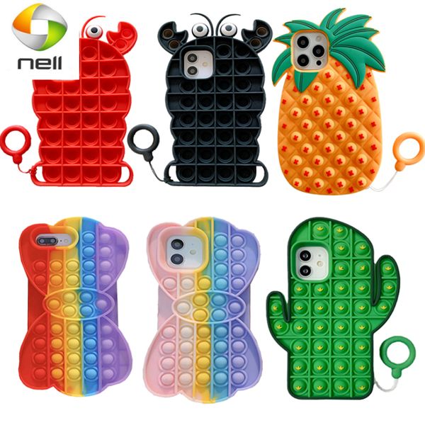 

3d cute cactus shape soft phone case iphone 12pro max 11pro xs max xr x 7 8plus cases cartoon stress reliever silicone cover shell