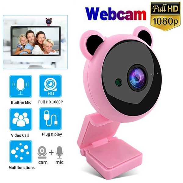 

webcam full hd 1080p mini cute usb web camera with microphone auto focus computer cam for live broadcast video pc lapwebcams