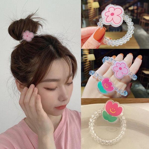 

hair accessories 2021 woman elegant flower headband children's cartoon cute headwear rubber bands elastic ponytail holders girls, Slivery;white