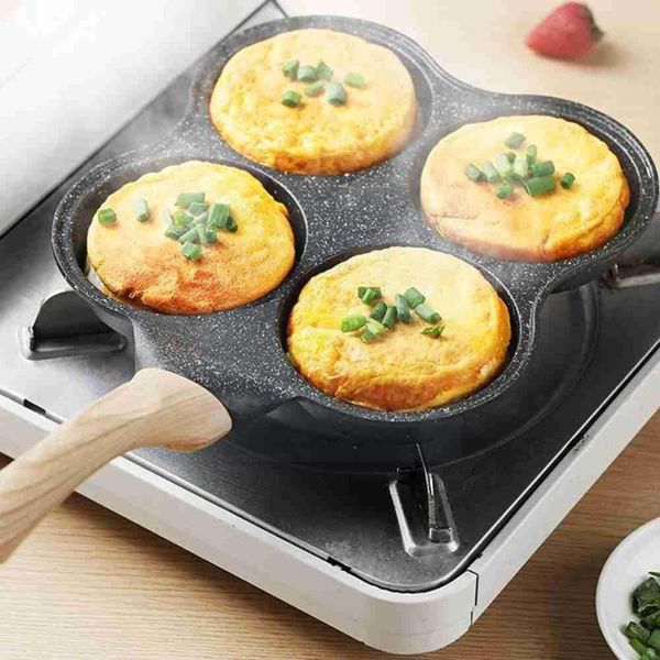 

pans non-stick four-mold omelette pan convenient easy breakfast cooker meatloaf gas hamburger artifact applicable induction f2m6