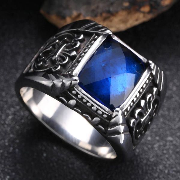 

fashion luxury rings for men women trendy square blue zircon jewelry wedding engagement party birthday gifts gj0001 cluster, Golden;silver