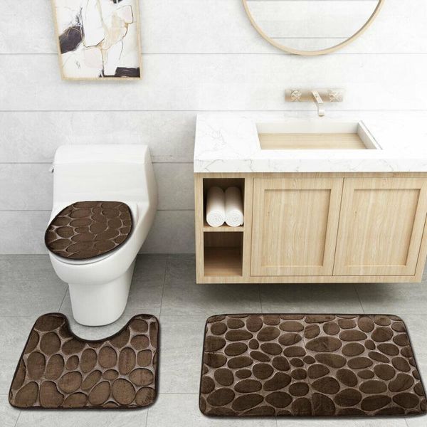 

bath mats 3pcs /set bathroom non-slip mat rug non slip push toilet seat lid cover