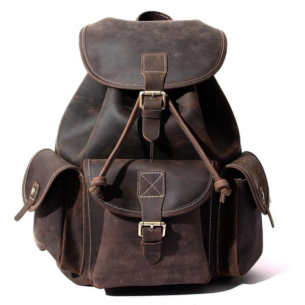

backpack first layer knapsack male computer bag school bags vintage genuine leather rucksack men