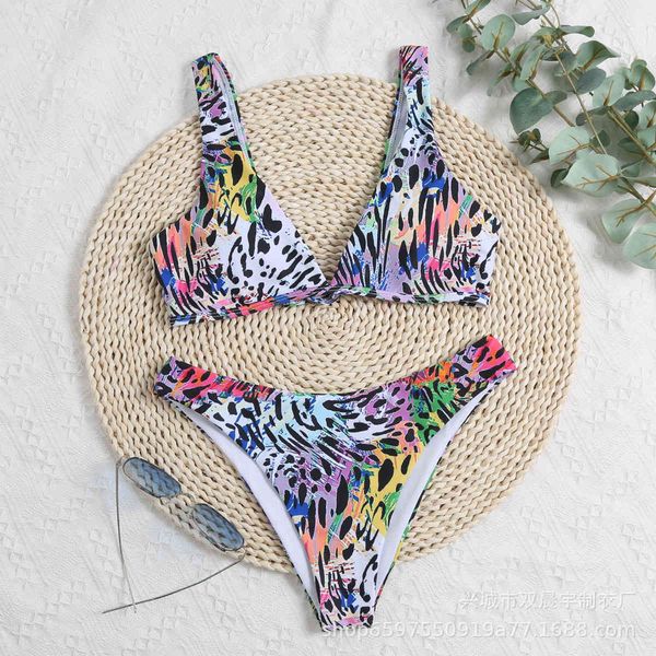 

avant-garde swimsuit for women split multi color leopard snake bikini, White;black