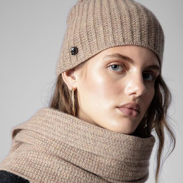 

beanies 100% cashmere 2021 women hat skull decorated two colors warm