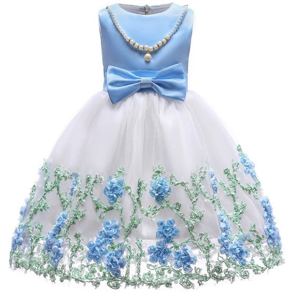 

girl's dresses sleeveless flower mesh princess dress with necklace bow baby children's costumes kids clothing 2-10y girls wedding, Red;yellow
