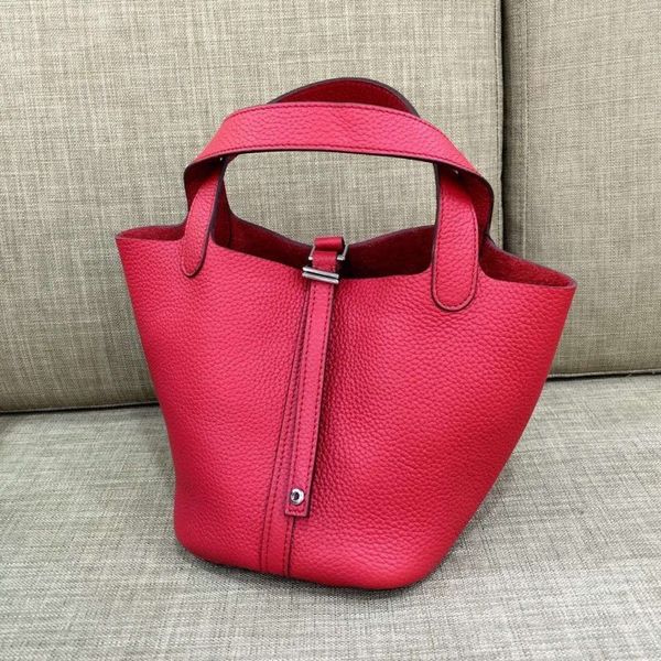 

design purse fashion classic vegetable basket leather litchi pattern handbag bucket bag simple women's bag