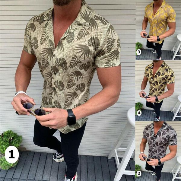 

men's casual shirts men floral v neck short sleeve muscle hawaiian 3xl, White;black