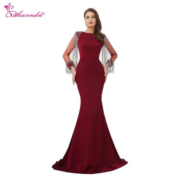 

party dresses alexzendra burgundy mermaid formal evening dress 2021 long sleeves prom plus size special, White;black