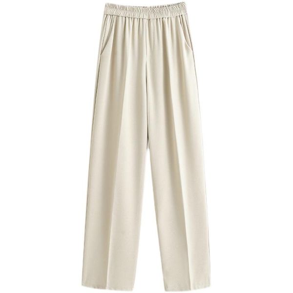 

women's pants & capris suit autumn style ankle-length drape straight loose large size high waist trousers beige black, Black;white