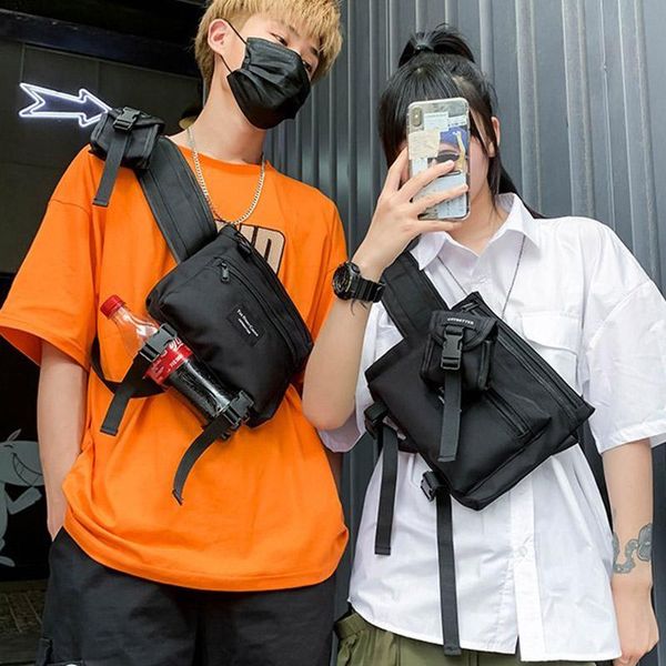 

2021functional tactical chest bag for woman fashion hip hop vest streetwear waist pack black rig bags