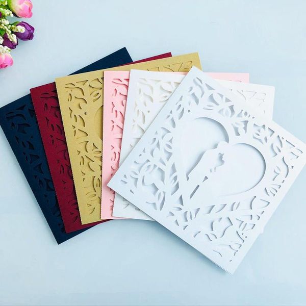 

greeting cards 10 sets hollow heart couple laser cut wedding invitation card with envelopes custom party decoration