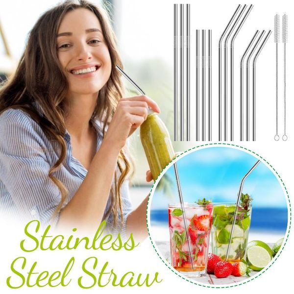 

drinking straws 12pc straw reusable direct stainless steel with brush fft
