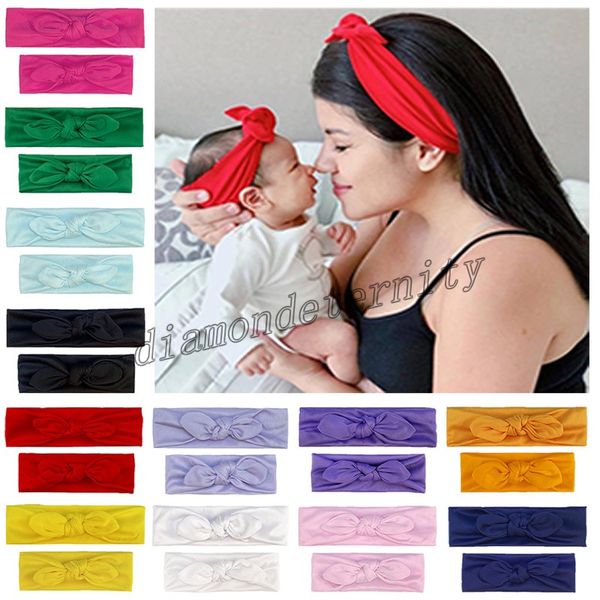 

fashion headbands mother baby rabbit ears hair ornament headband tie bow headband parent-child elastic headband, Silver