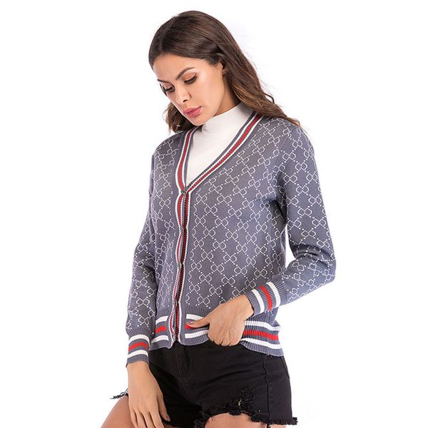 

fashion sweater 2021 spring jersey women's cardigan jacket casual loose long sleeve v-neck, White;black