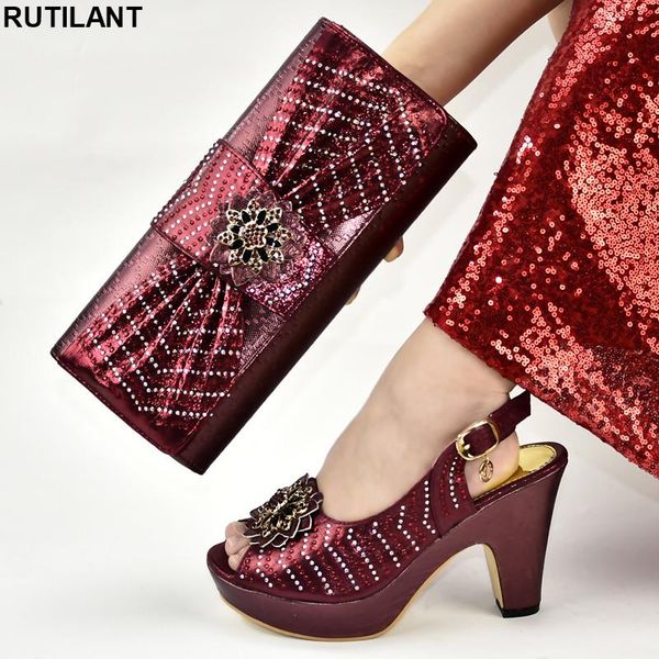 

arrival italian shoes with matching bags set and bag african sets 2021 nigerian luxury sandals women buckle strap dress, Black