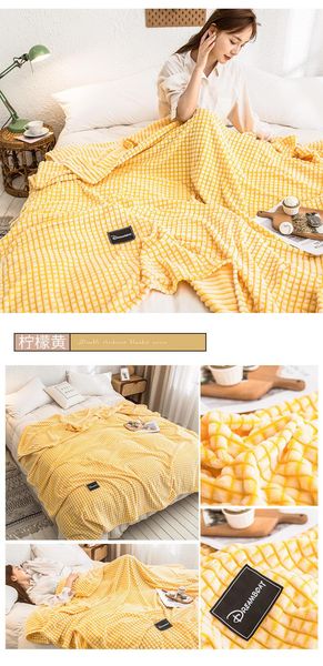 

blankets bonlearn-couverture carreaux de couleur jaune, couvre-lit en molleton, pour lit, plaid, canape, canap blanket