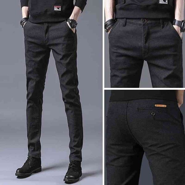 

pants 2021 men's spring autumn fashion business casual long suit pants male elastic straight formal trousers plus big size 28-38 oed7, Black