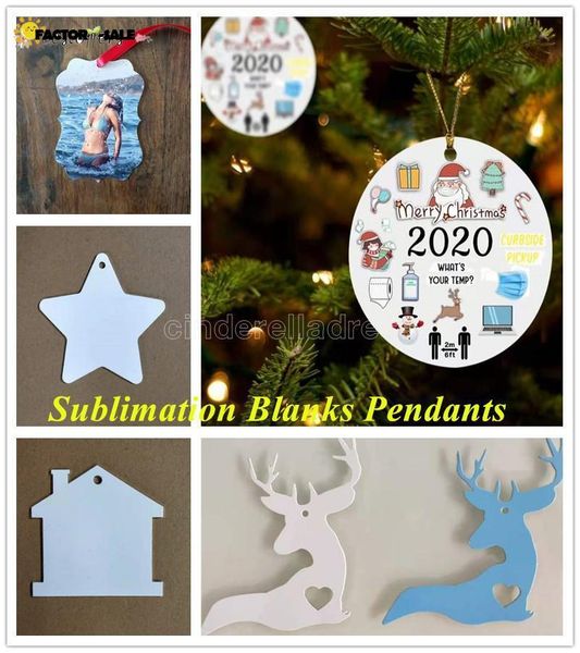 

blanks sublimation pendant christmas ornaments transfer printing metal ornament christmas tree decor with red hanging rope for holiday diy f