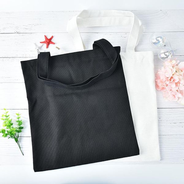 

pencil bags portable simple use reusable style white/black shopping cotton bag canvas tote for woman