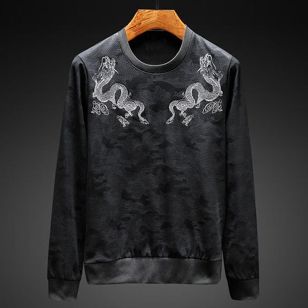 

men's tracksuits (sweatshirt+pant) mens sets luxury embroidery round collar sweatshirt men plus size 6xl elastic waist black male trous, Gray